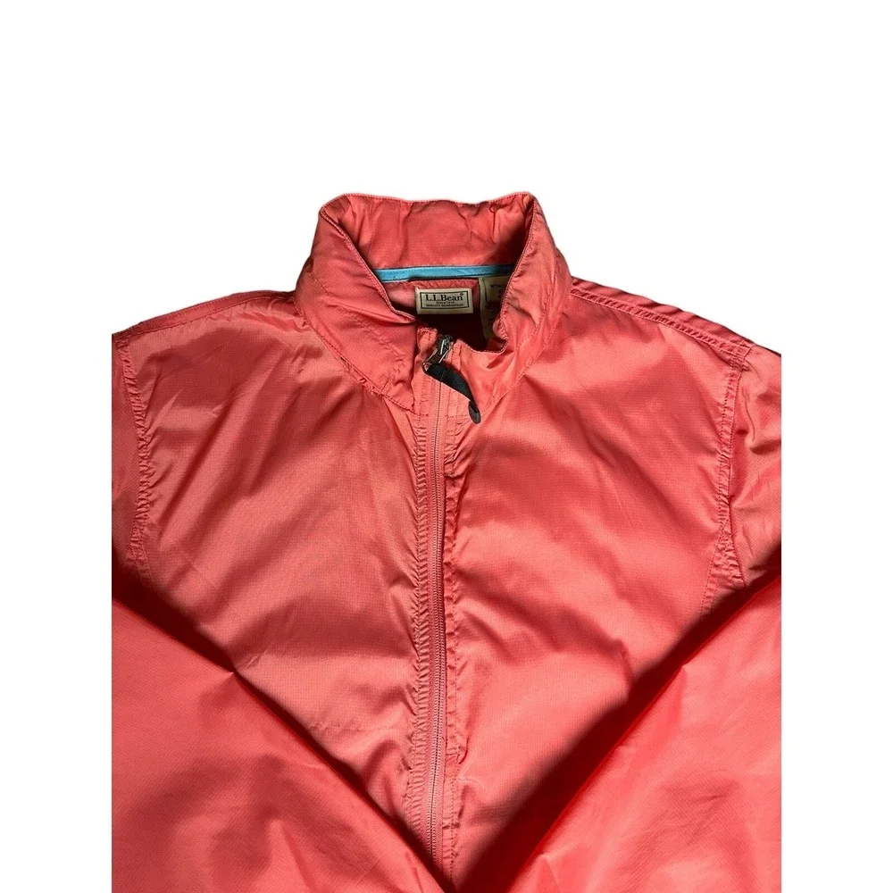 Vtg LL Bean Full‎ Zip Women XL Windbreaker Jacket Salmon Pink Hooded Coat 0BUX3 - Picture 2 of 15